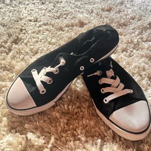 FALLS CREEK Womens Jasmin II Black Corduroy Lace Up Low Top Shoes